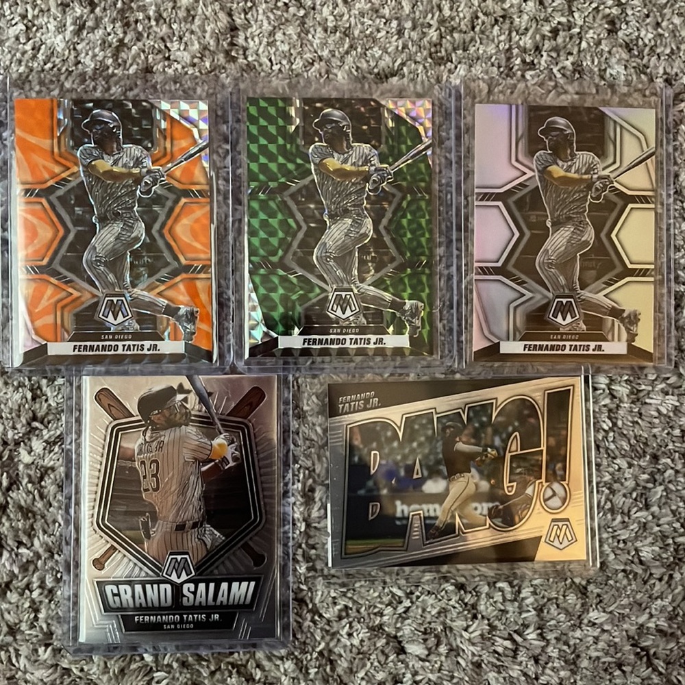 2022 Fernando Tatis Jr. mosaic green/orange/silver prizm baseball card